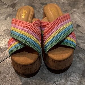 Liliana Multicolor Woven Platform Mules